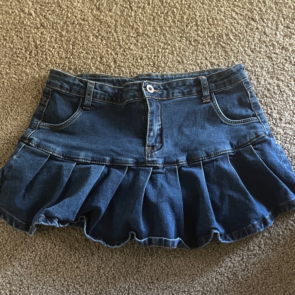 Blue Denim Ruffled Skirt